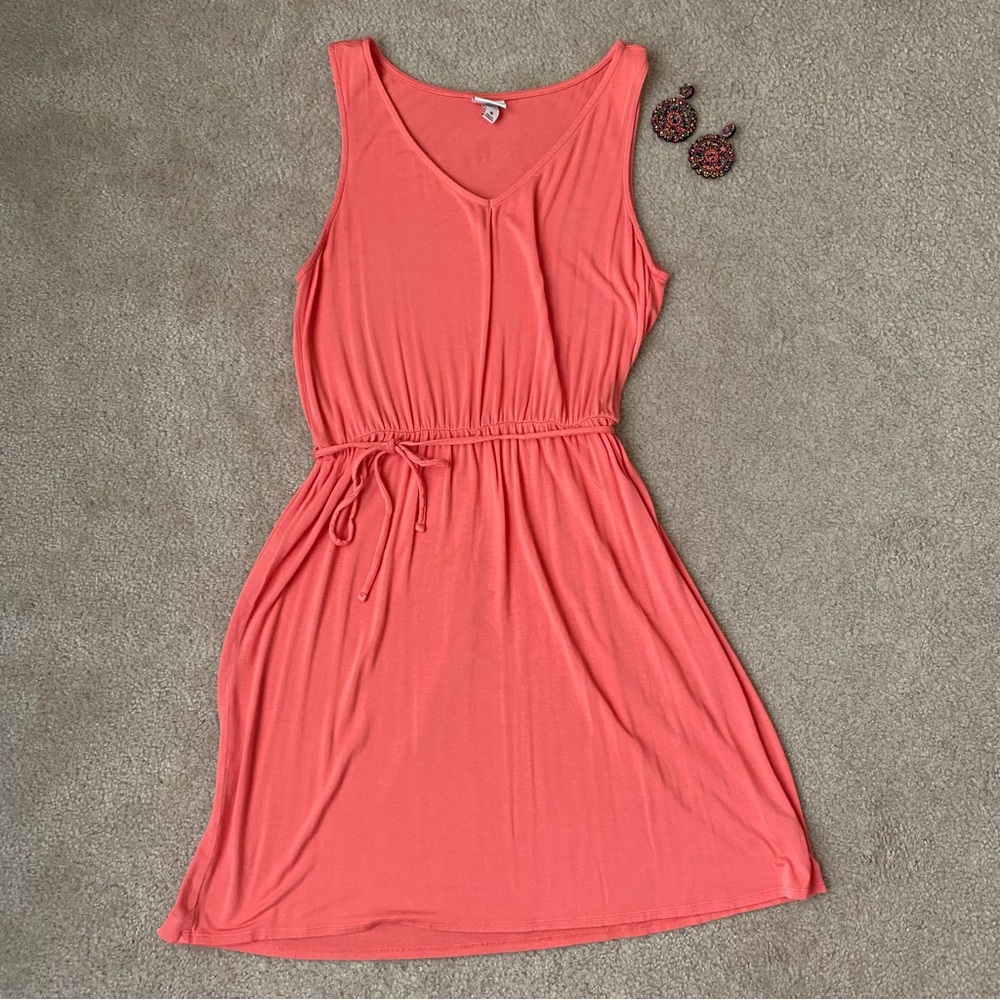 Coral Tie Waist Dress
